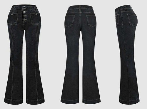 Load image into Gallery viewer, Stitching Washed Denim Stretch Slim Fit Bell-bottom Pants
