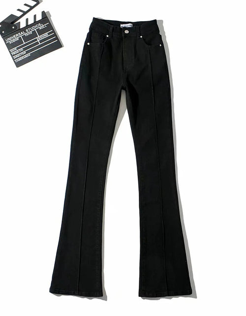 Load image into Gallery viewer, European And American Retro High Waist Bootcut Pants Back Waist Hollow-out Middle Seam Design
