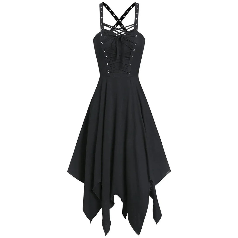 Women's Gothic Suspender Skirt Punk Sleeveless Strap Suspender Dress