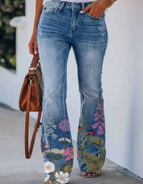 Load image into Gallery viewer, Plus Size Women&#39;s Casual Printed Jeans
