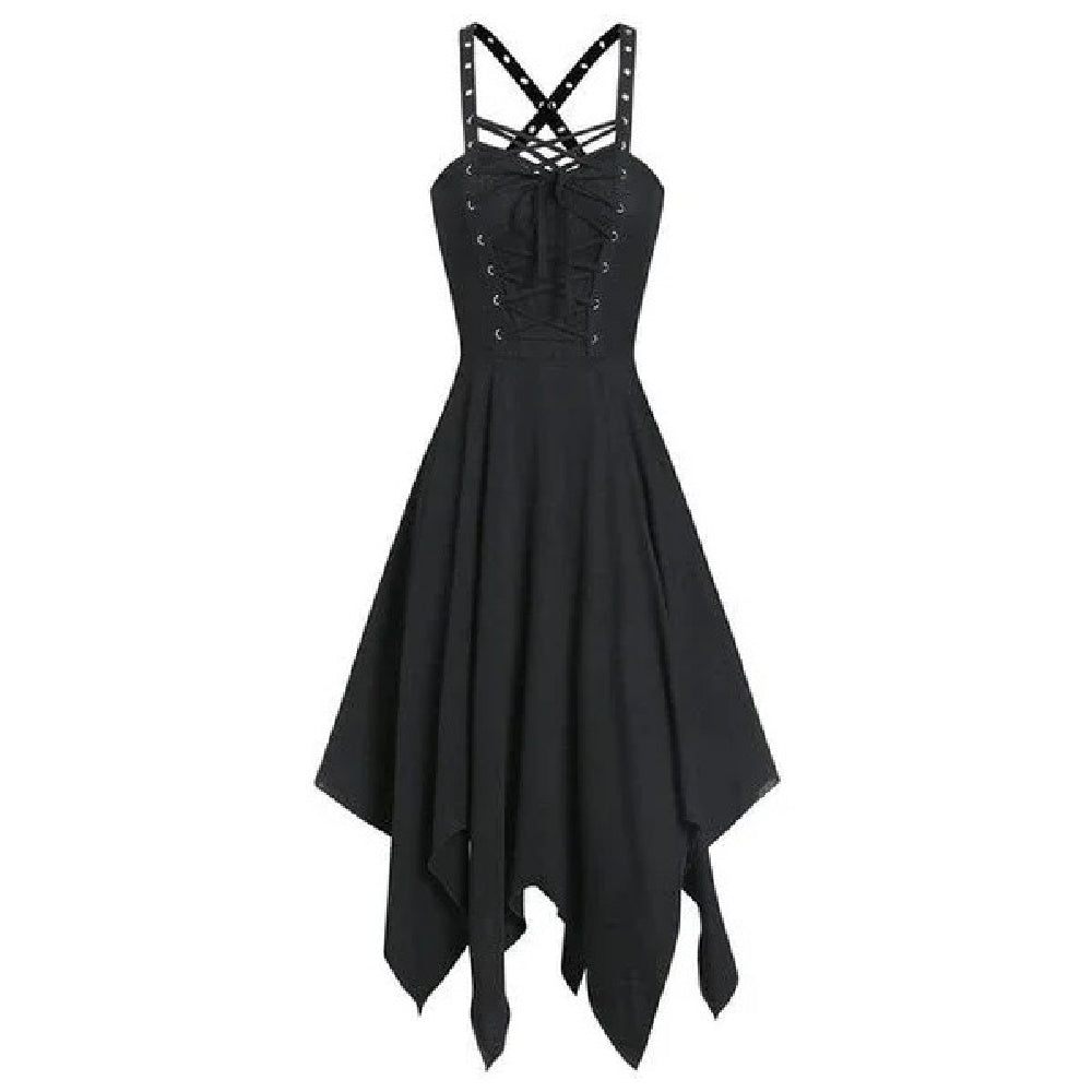 Women's Gothic Suspender Skirt Punk Sleeveless Strap Suspender Dress