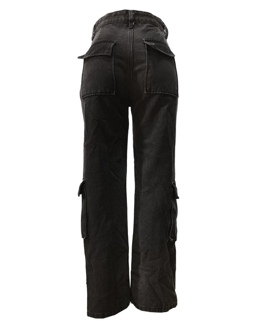 Load image into Gallery viewer, Ripped Burnt-out Workwear Bag Slightly Flared Denim Trousers
