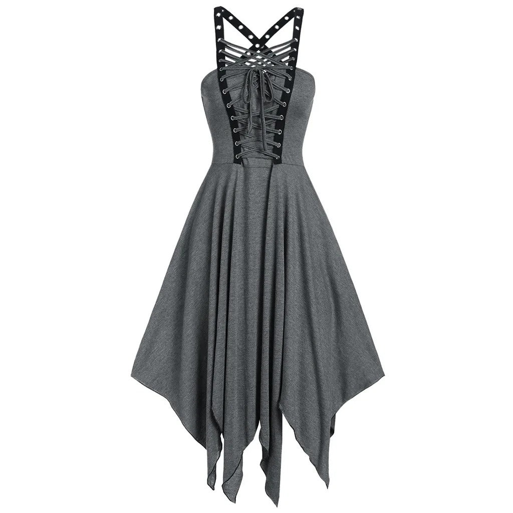 Women's Gothic Suspender Skirt Punk Sleeveless Strap Suspender Dress