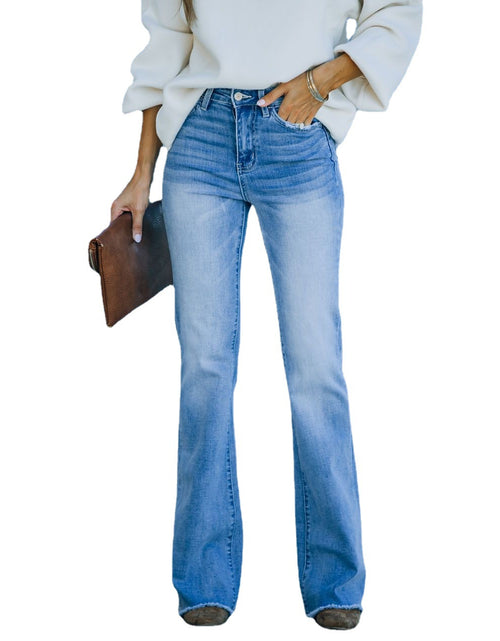 Load image into Gallery viewer, Simple Slim-fit Washed Denim Trousers With Pockets For Women
