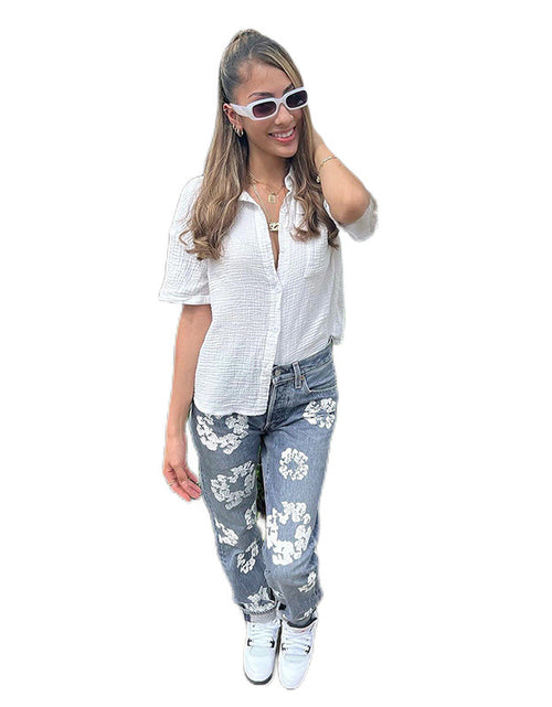 Load image into Gallery viewer, Fashionable Printed High Waist Straight Jeans For Women
