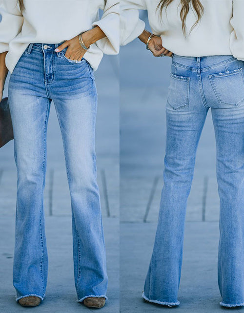 Load image into Gallery viewer, Simple Slim-fit Washed Denim Trousers With Pockets For Women
