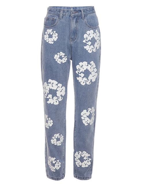 Load image into Gallery viewer, Fashionable Printed High Waist Straight Jeans For Women
