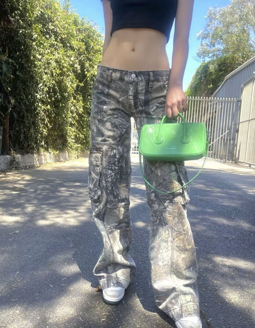 Load image into Gallery viewer, Casual Camouflage Cargo Pants Loose Overalls Summer Low Waist Straight Trousers With Pockets
