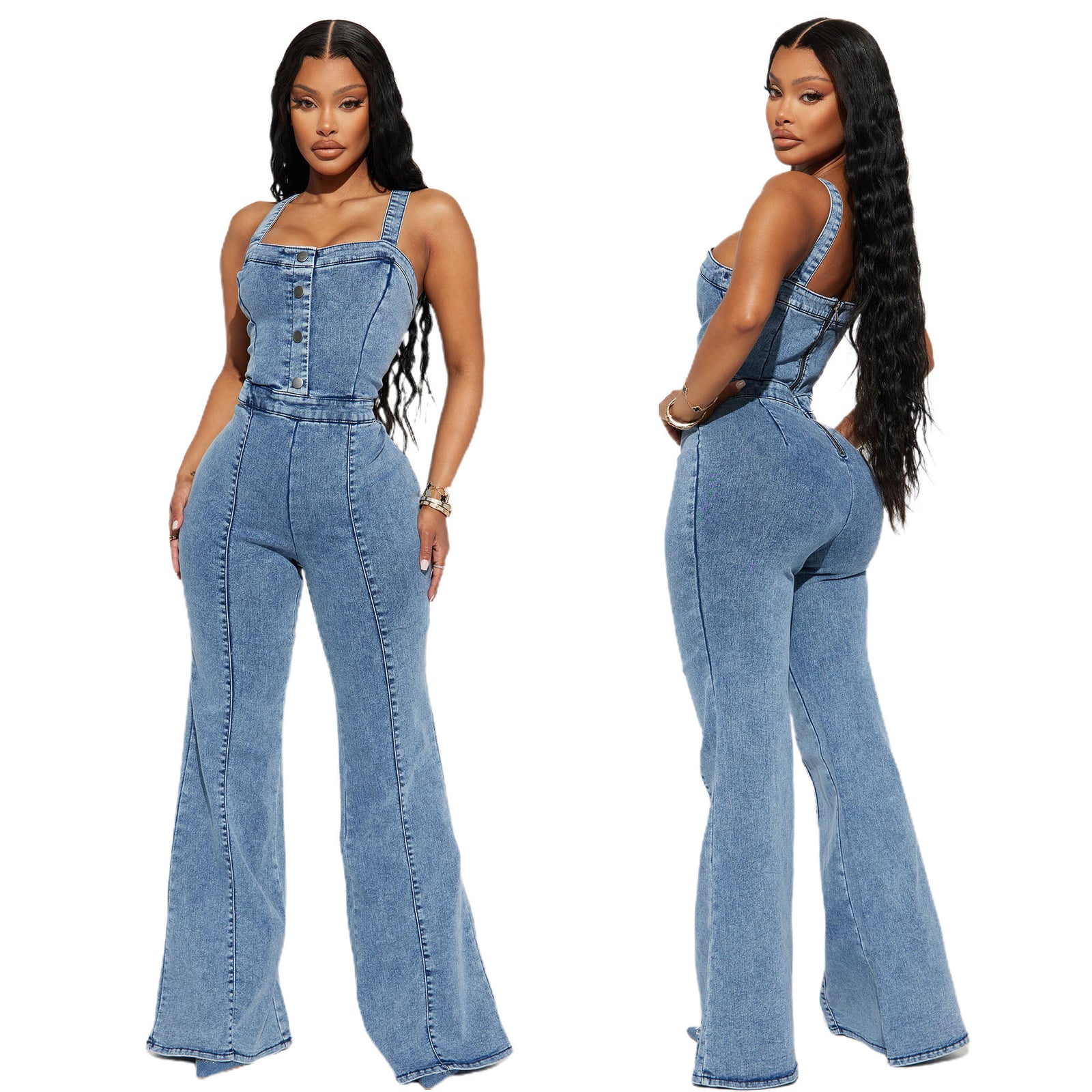 Jumpsuit Women's New Washed Suspender Wide-leg Pants Slim Fit Slimming