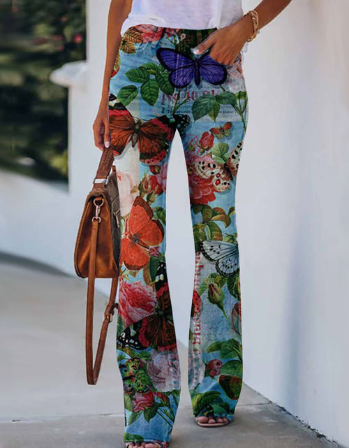 Load image into Gallery viewer, Summer New Flower-bird Print Women&#39;s Trousers
