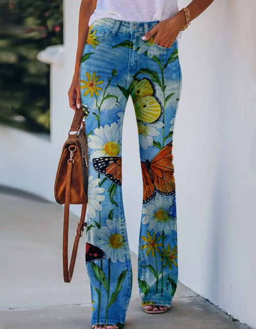 Load image into Gallery viewer, Summer New Flower-bird Print Women&#39;s Trousers
